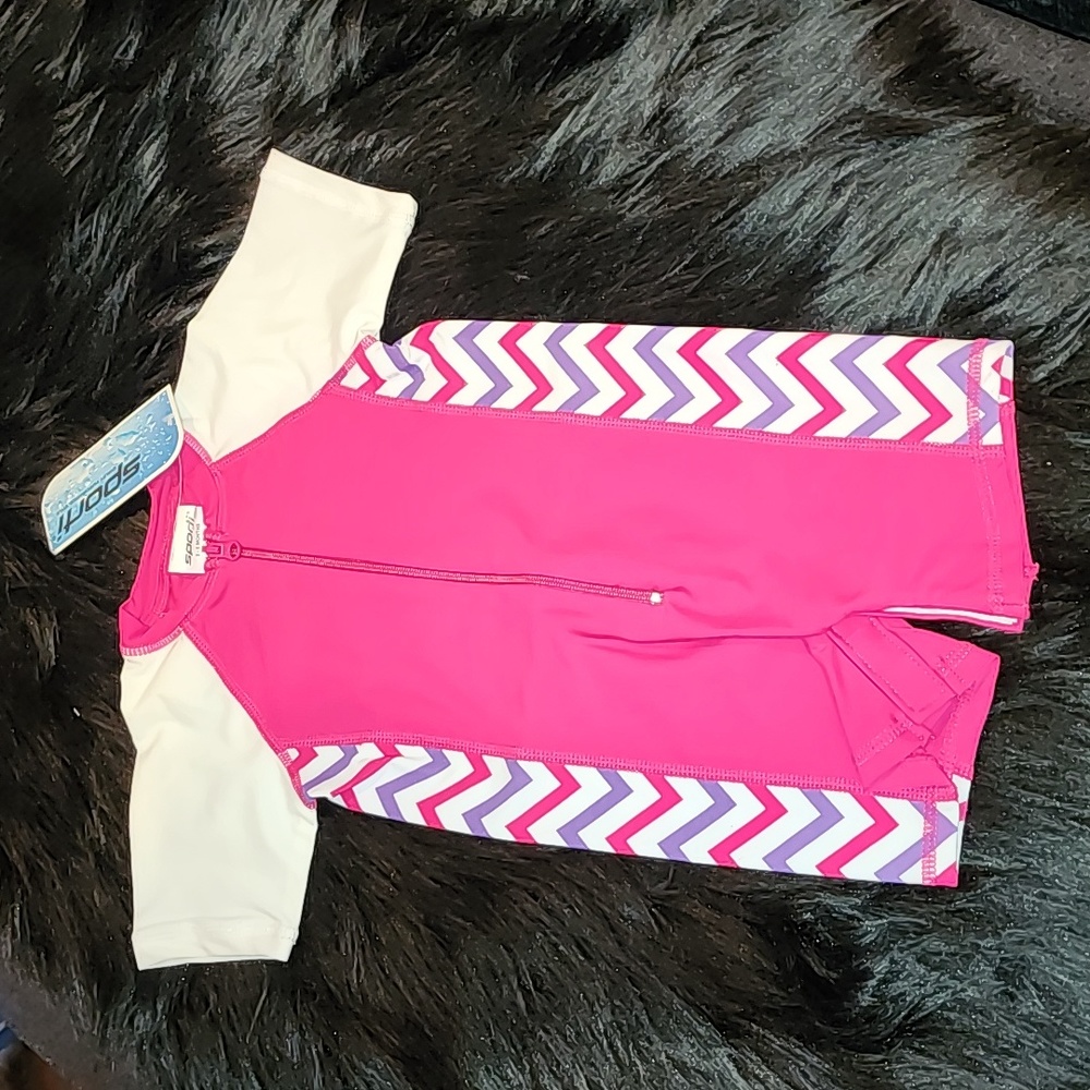 New Sporti Girl's UPF 50+ 3/4 Sleeves Sun Suit, NWT